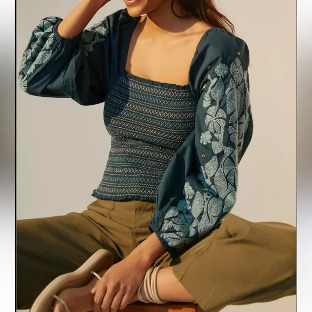 Anthropologie Smocked Blouse - Picture 1 of 9